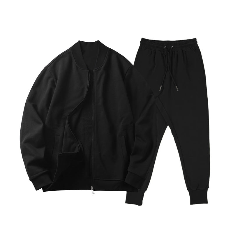 Men's casually cut sweat set with zip bomber jacket and tapered jogging pants made of soft cotton fleece Mune Fashion