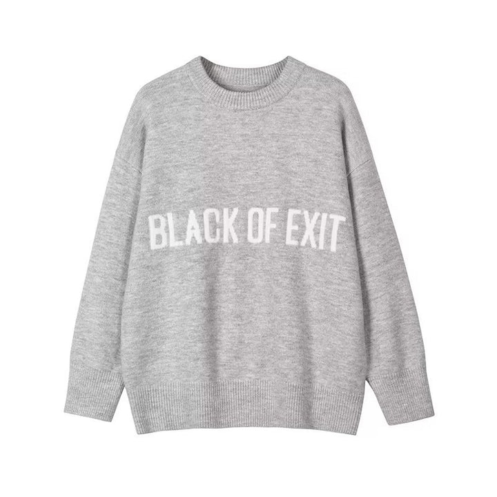 Women's Comfortable Round Neck Sweater with Expressive Writing Mune Fashion