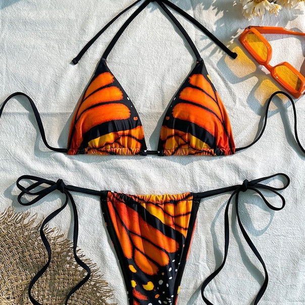 Women's triangle bikini set with adjustable straps and exciting pattern mix Mune Fashion