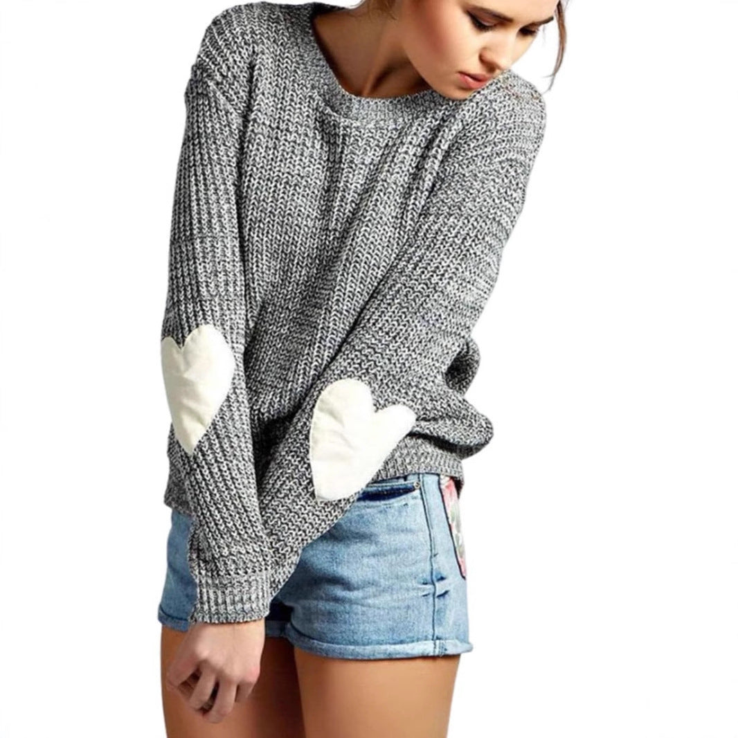 Ladies' Fashionable Knit Sweater with Heart Details
