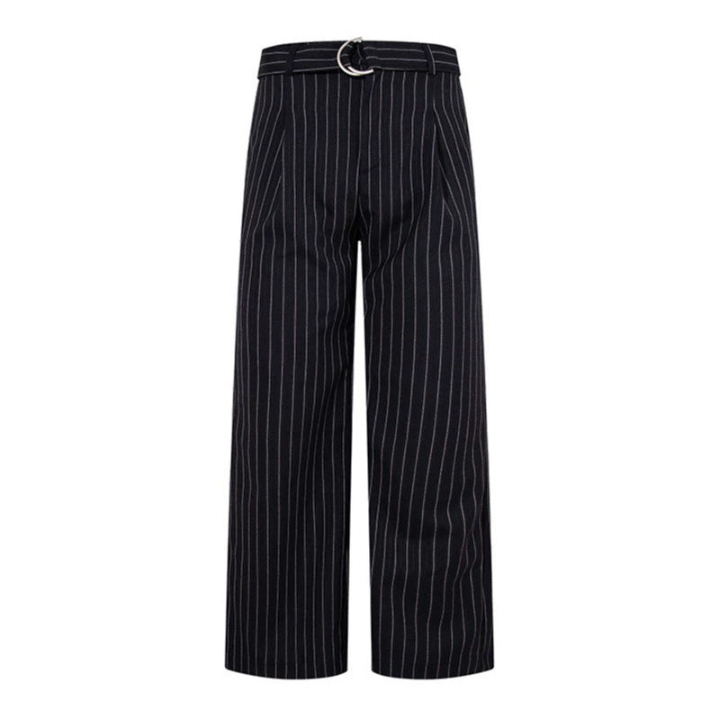 Women Wide Linen-Mix Culotte Pants with High Waist and D-Ring Belt Mune Fashion