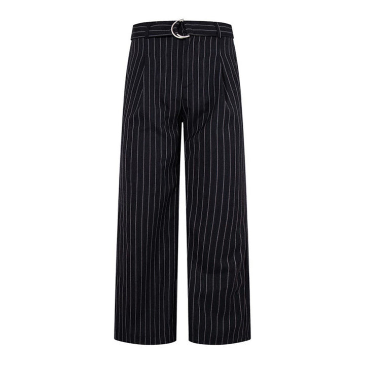 Women Wide Linen-Mix Culotte Pants with High Waist and D-Ring Belt Mune Fashion