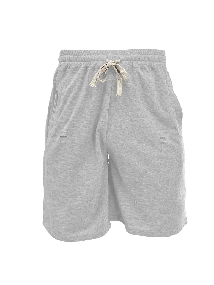 Men's casual sweat shorts with elastic drawstring waistband, side pockets, and used look Mune Fashion