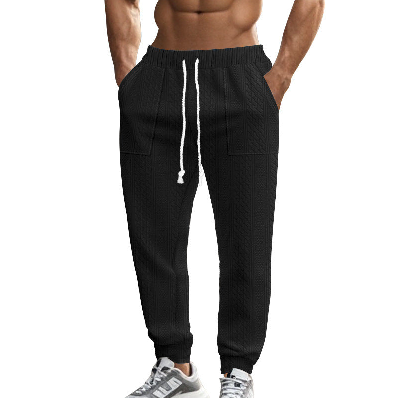 Men's cable knit joggers with drawstring waistband and patch pockets Mune Fashion