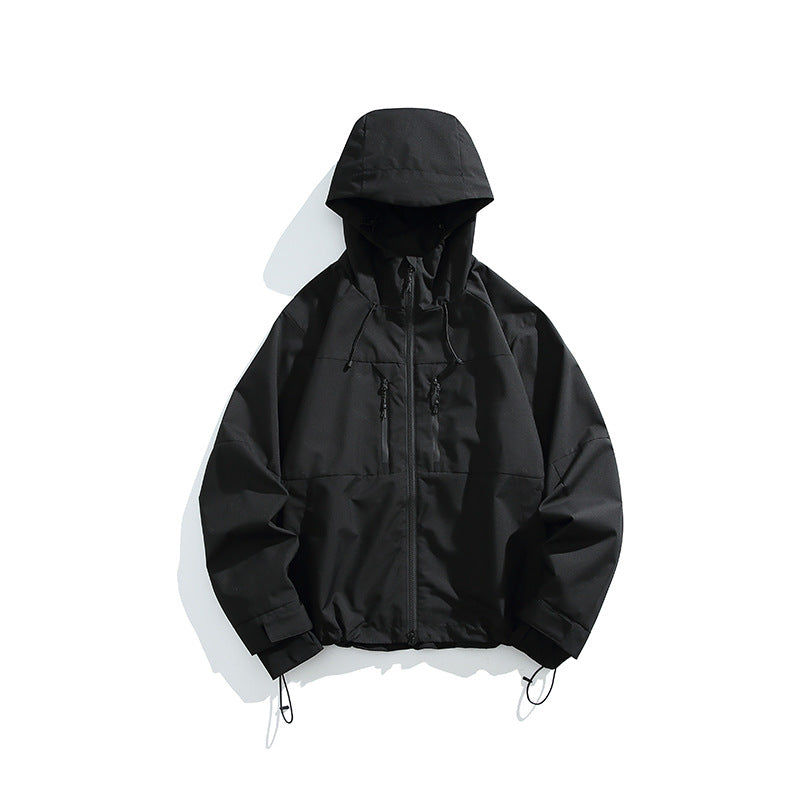 Men's Technical Rain Softshell Jacket with Hood, Zipper and Adjustable Hem Mune Fashion