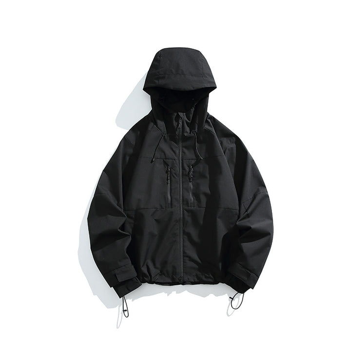 Men's Technical Rain Softshell Jacket with Hood, Zipper and Adjustable Hem Mune Fashion