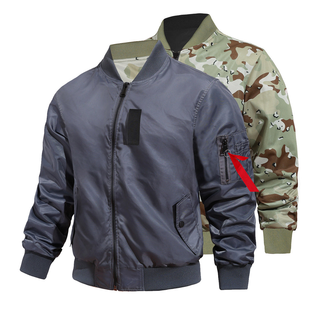 Men's  reversible lightweight insulated bomber jacket with sleeve utility pocket Mune Fashion