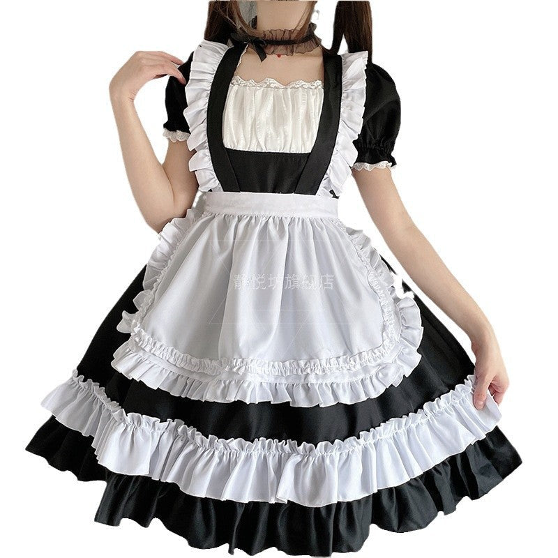 Women Costume Dress with Ruffles and Cat Ears Mune Fashion