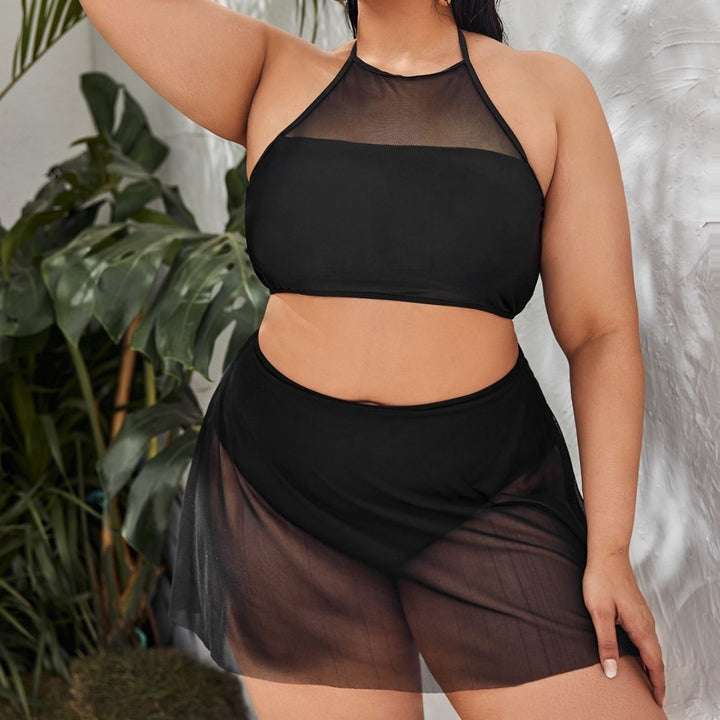 Ladies Bikini Set with Transparent Skirt and Fashionable Top Mune Fashion