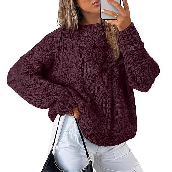 Women Oversized Cable Knit Sweater made of coarse knit Drune