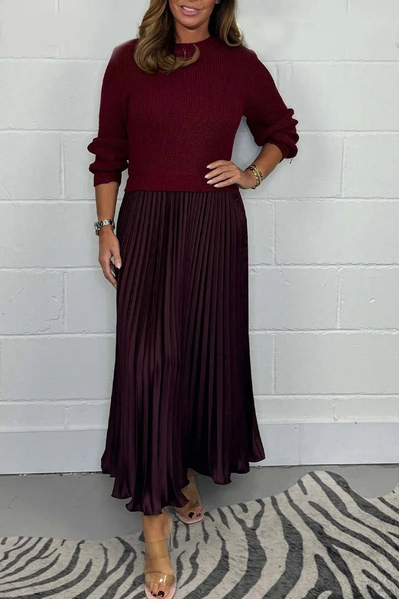 Women's nan pleated maxi skirt with elastic comfort waistband and softly falling pleats Mune Fashion