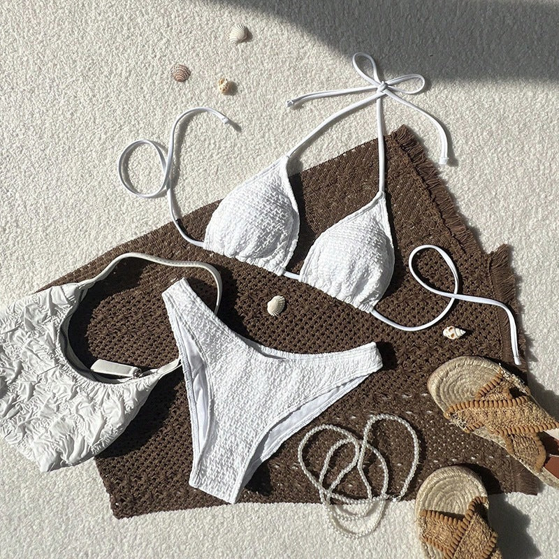 Women's triangle bikini with trendy knot design and textured fabric Mune Fashion