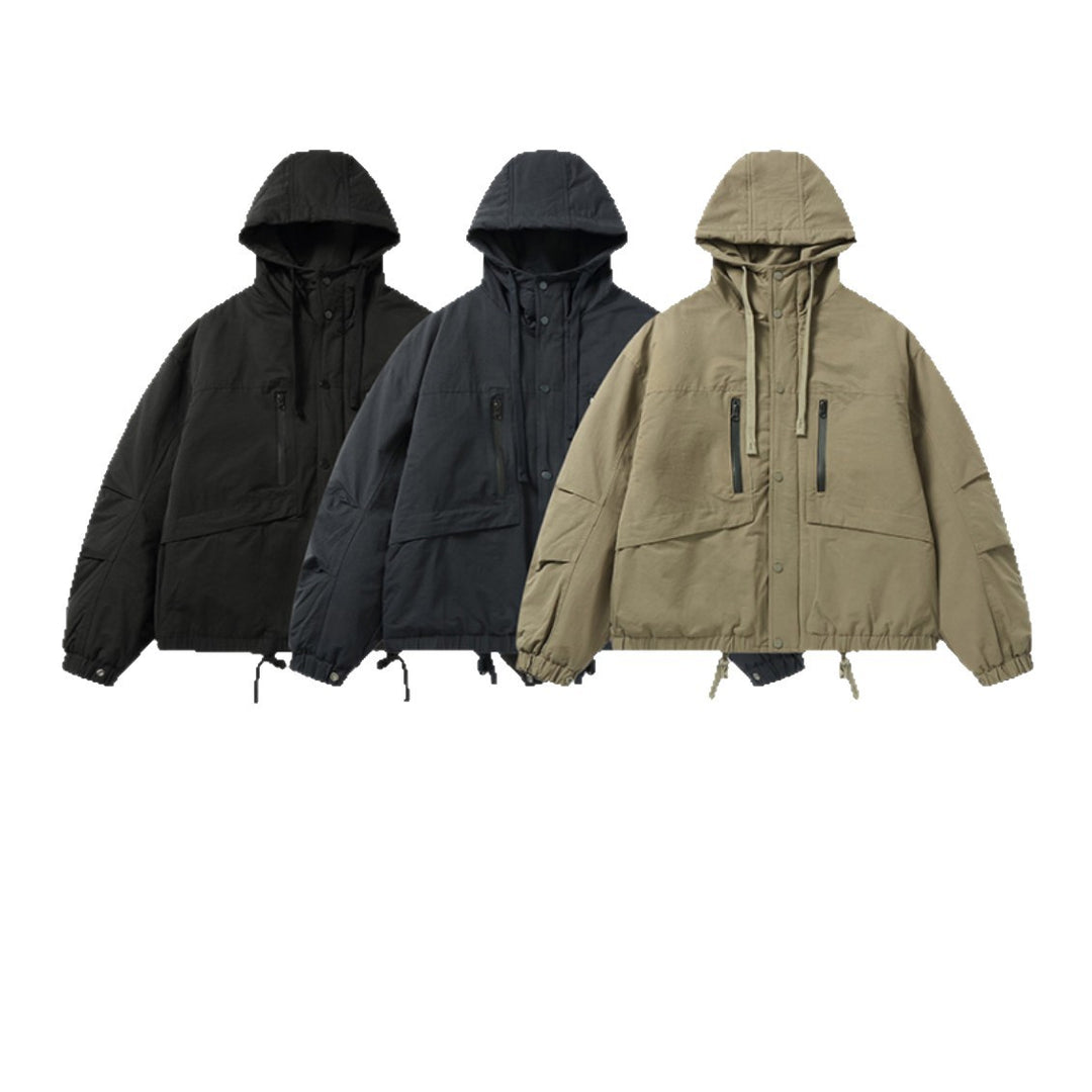 Men's technical hooded parka with water-repellent zippers, kangaroo pockets, and drawstring Mune Fashion