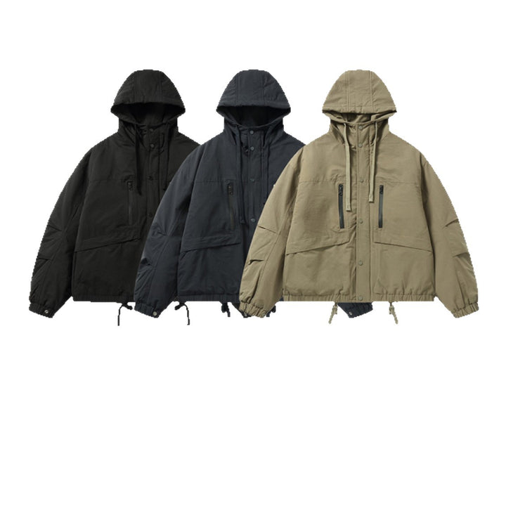 Men's technical hooded parka with water-repellent zippers, kangaroo pockets, and drawstring Mune Fashion