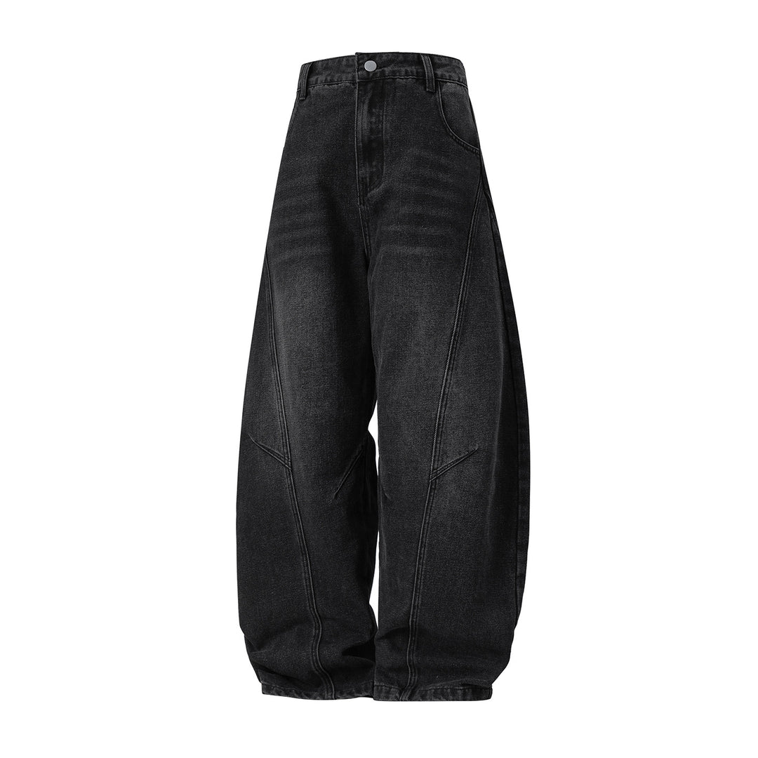 Women's Wide Balloon Jeans with High Waist and Distinctive Inset Seams Mune Fashion