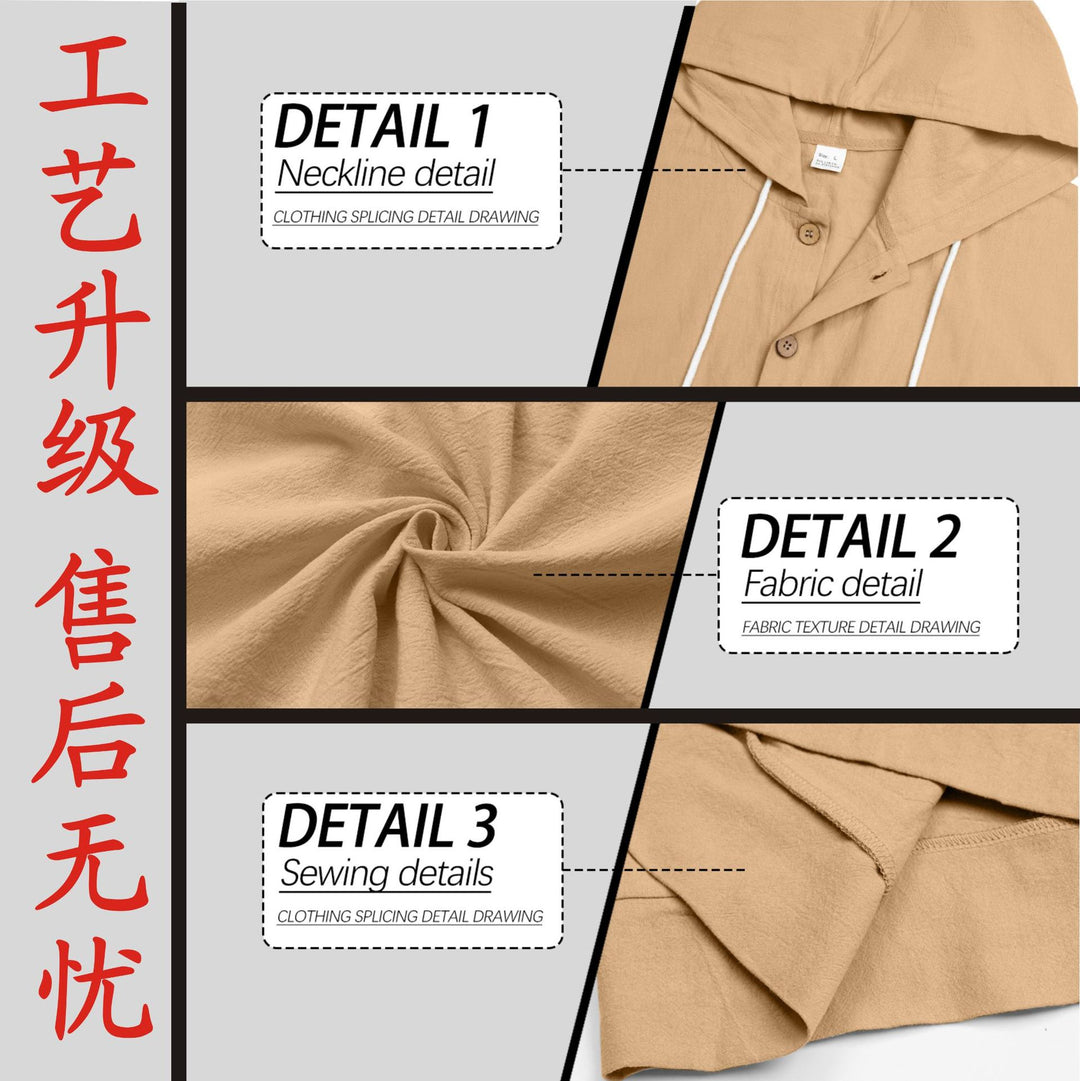 Men's lightweight hoodie jacket with button placket, kangaroo pocket, and drawstring Mune Fashion