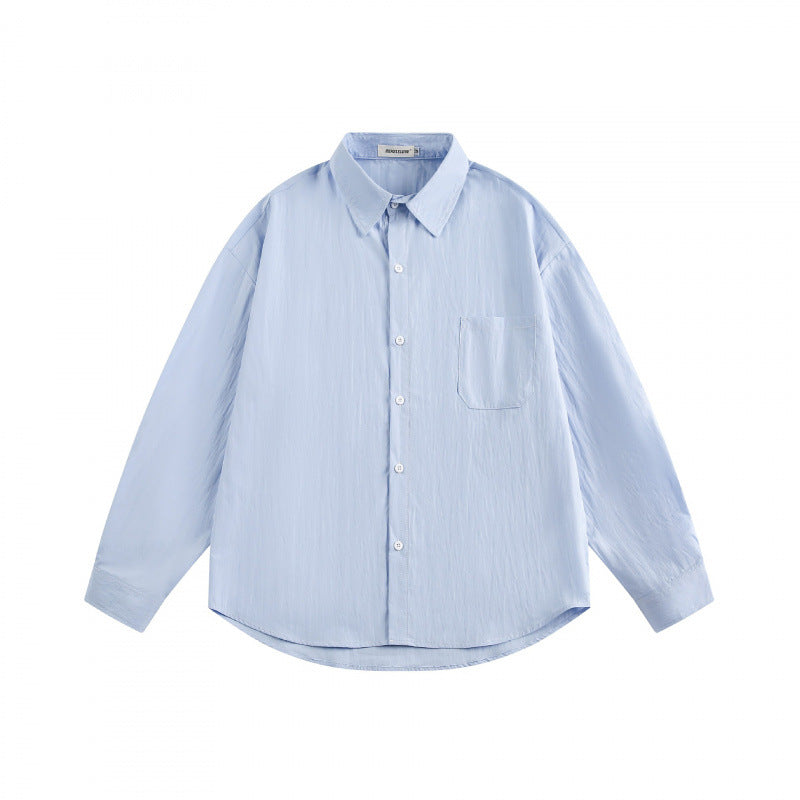 Unisex Oversize Lightweight Structured Cotton Shirt with Chest Pocket and Rounded Hem Mune Fashion