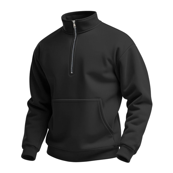 Unisex nan comfortable half-zip pullover with kangaroo pocket and stand-up collar made of structured fleece Mune Fashion