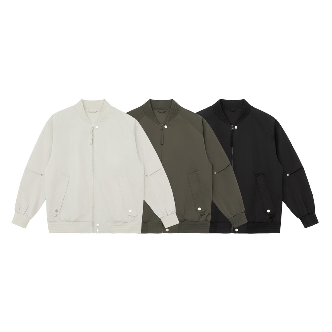Men's Boxy Bomber Jacket with Stand-Up Collar, Concealed Zippers and Flap Pockets Mune Fashion