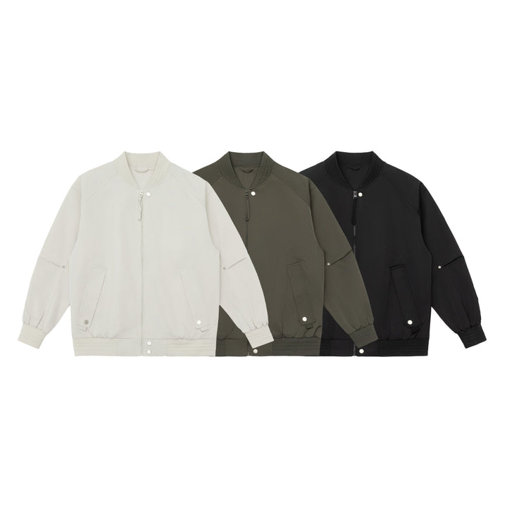 Men's Boxy Bomber Jacket with Stand-Up Collar, Concealed Zippers and Flap Pockets Mune Fashion