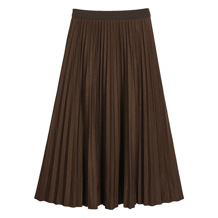 Women's pleated midi skirt with smocked waistband and fine dot pattern Mune Fashion