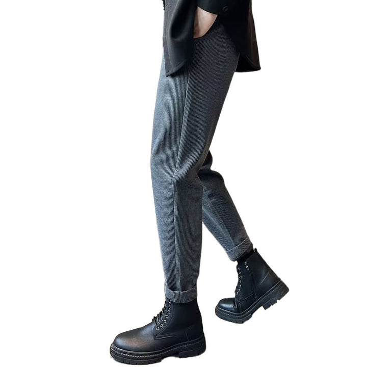 Men's Ribbed Jogging Pants with Tapered Fit, Drawstring and Rolled Hem Mune Fashion