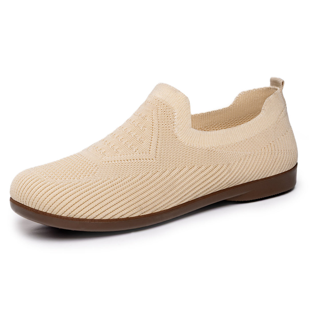 Women's knitted comfort slip-on half shoe with sock-like shaft, padded memory insole and flexible lightweight sole Mune Fashion