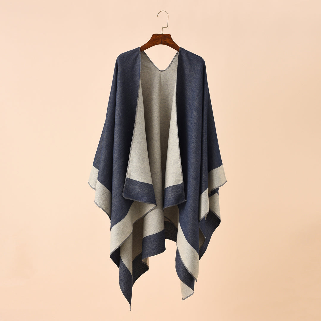 Women's Reversible Poncho made of fine Cashmere Blend Mune Fashion