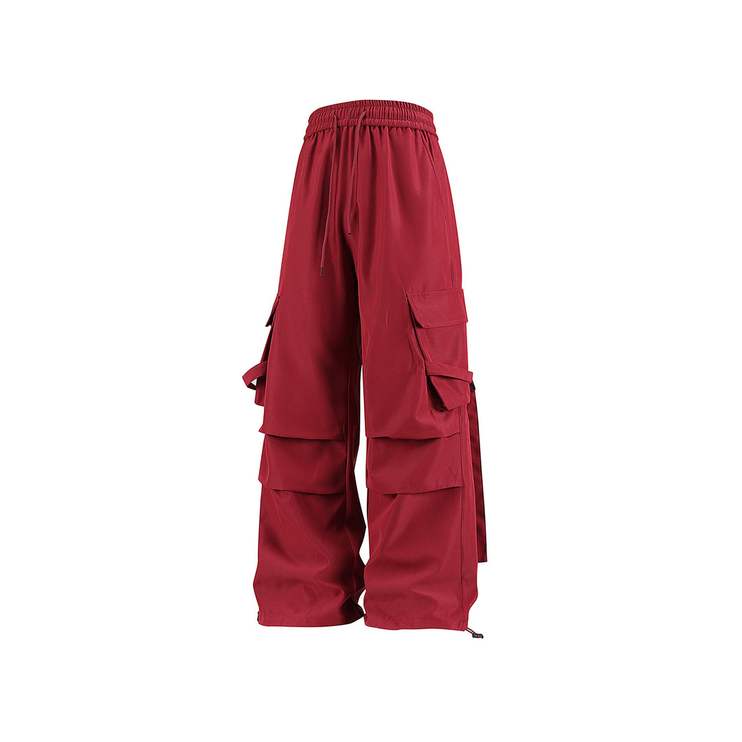 Herren Baggy‑Cargo‑Hose mit modularen Klappfächern, Band‑Details und Kordelbund Mune Fashion