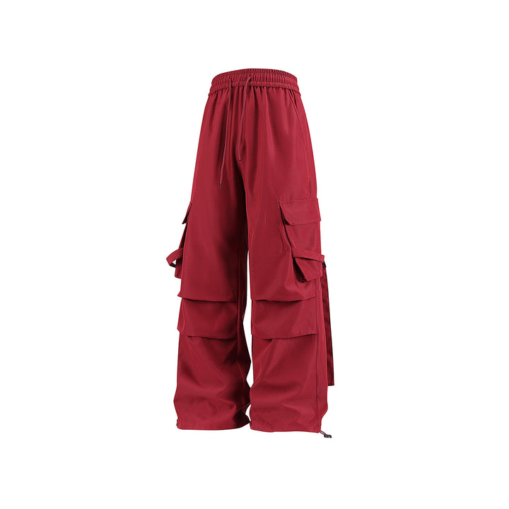 Herren Baggy‑Cargo‑Hose mit modularen Klappfächern, Band‑Details und Kordelbund Mune Fashion