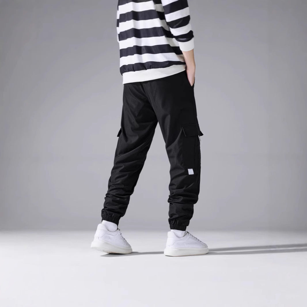 Men's cargo joggers with elastic ankle cuffs, multiple pockets & reflective applications Mune Fashion