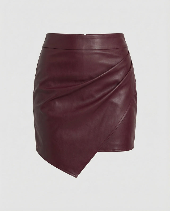Women Faux Leather Wrap Skirt Mune Fashion
