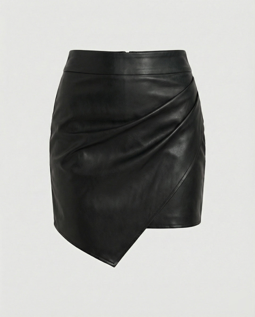 Women Faux Leather Wrap Skirt Mune Fashion