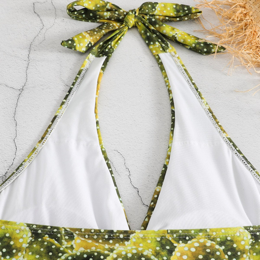 Women's One-Piece Swimsuit with Floral Cactus Design Mune Fashion