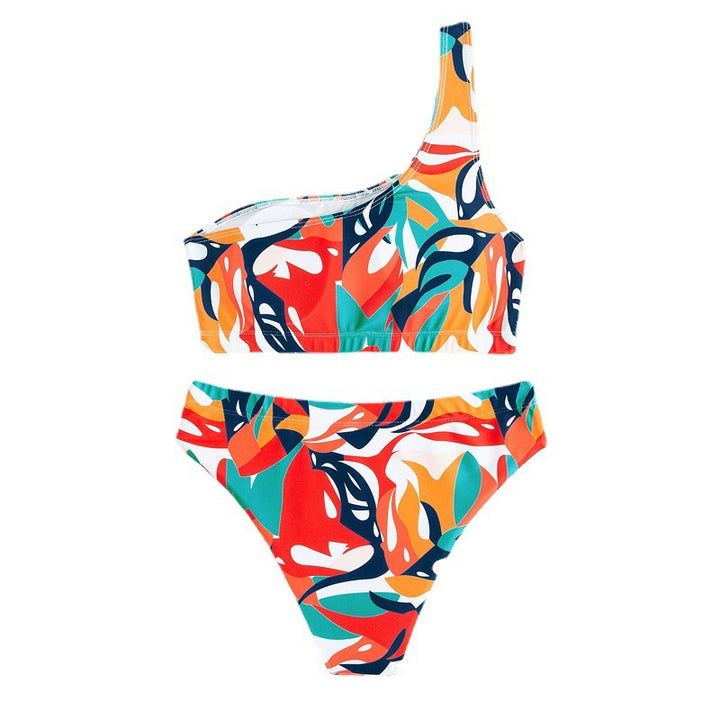 Women's One-Sided Swimsuit with Colorful Pattern Mune Fashion