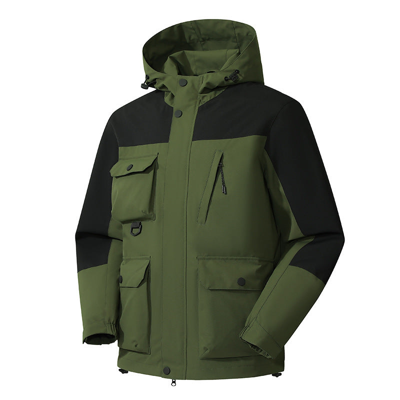 Men's Technical Utility Field Jacket with Hood, Multiple Pockets and Wind-Resistant Shell Mune Fashion