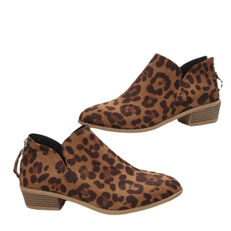 Women's V-Cut Ankle Boots made of soft micro suede with stacked block heel and ergonomic comfort footbed Mune Fashion