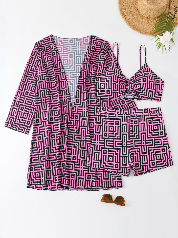 Women's Swimwear Set with Stylish Kimono and Shorts Mune Fashion