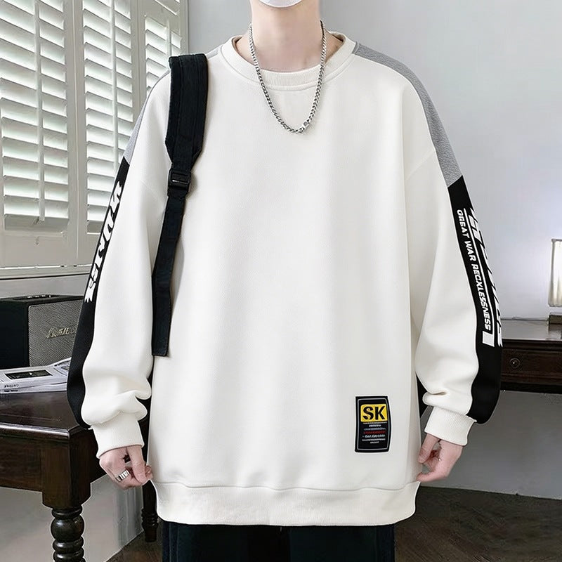 Men's Oversized sweatshirt with contrasting sleeves, round neck & label patch Mune Fashion