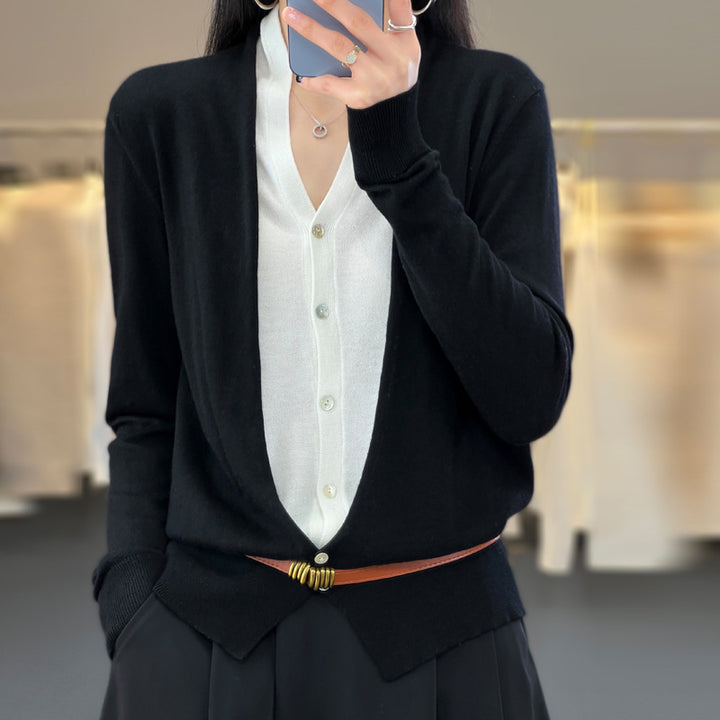 Women Lightweight Open Fine Knit Cardigan with Asymmetrical Pointed Hem and Tailored Silhouette Mune Fashion