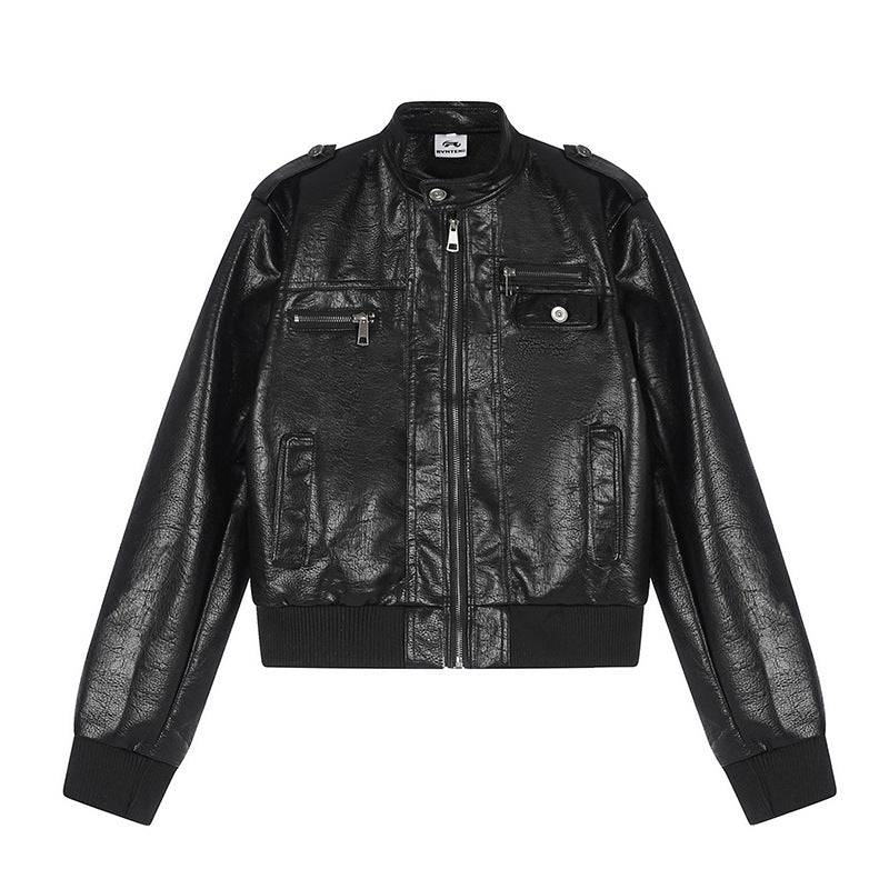 Men's Leather Look Bomber Jacket Mune Fashion
