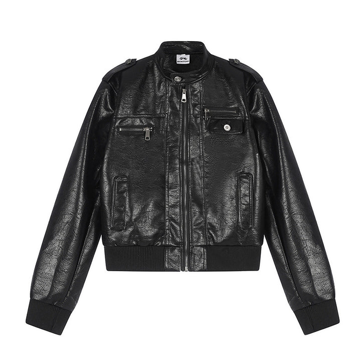 Men's Leather Look Bomber Jacket Mune Fashion