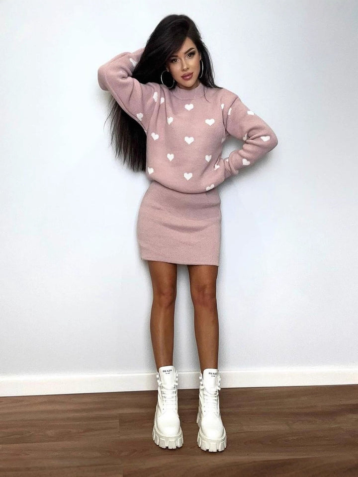 Women’s sweater with heart jacquard and loose oversized fit Mune Fashion