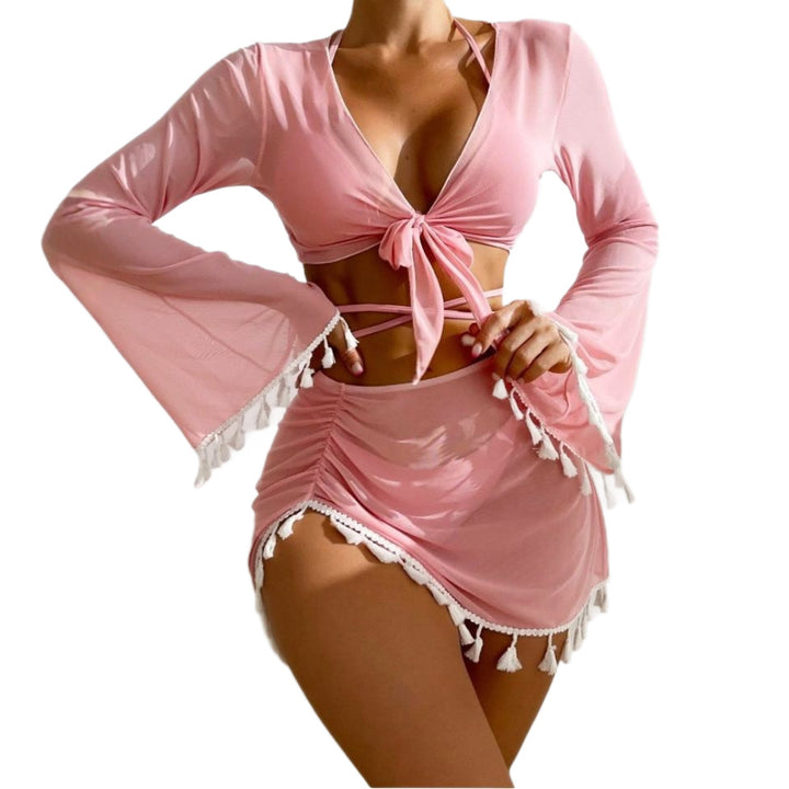 Damen Modisches Bikini-Set mit verzierten Fransen Echo Archiv