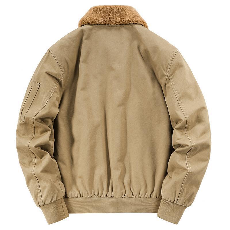 Men's Cotton Canvas Bomber Jacket with Teddy Collar, Quilted Thermal Lining and Utility Arm Pocket Mune Fashion