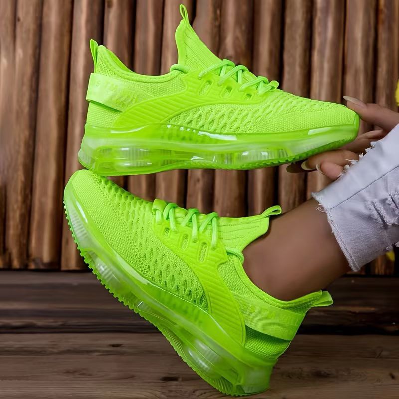 Ladies Air Cushion Sneakers with Transparent Air Sole and Knitted Upper Mune Fashion