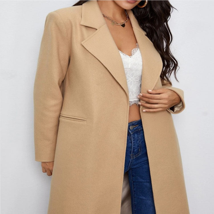 Women's Maxi Length Single Breasted Coat in Minimalist Tailoring with Concealed Button Placket and Side Pockets Mune Fashion
