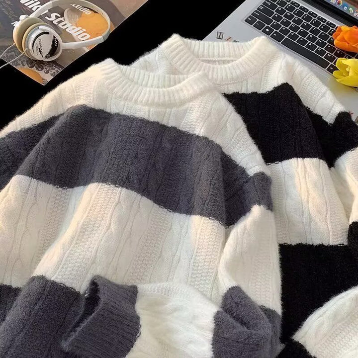 Women's Casual Knit Sweater with Cable Pattern Mune Fashion