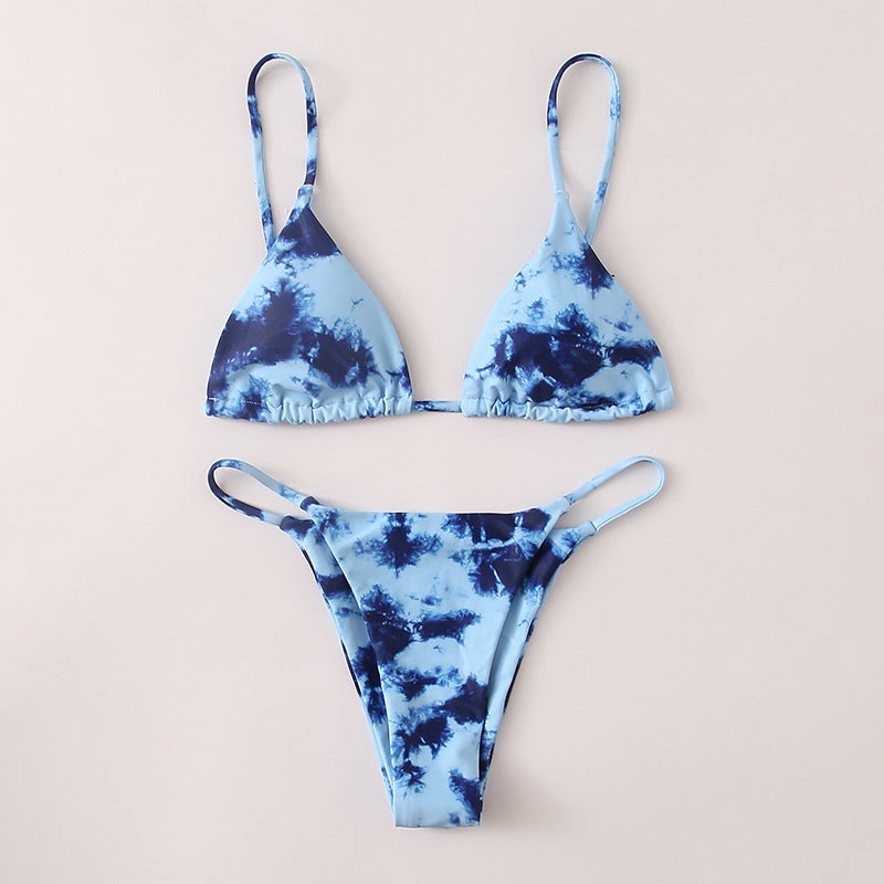 Women's Triangle Bikini with adjustable straps and stylish tie-dye pattern Mune Fashion