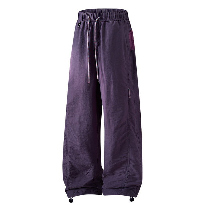 Men's Wide Cargo Casual Pants with Elastic Waistband, Drawstring and Zipper Pockets Mune Fashion